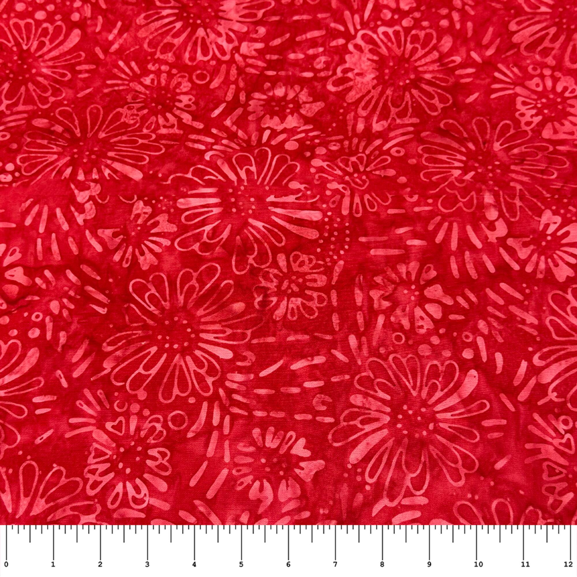 Feldman Premium Indonesian Batik Red Tie Dye Daisy Fabric